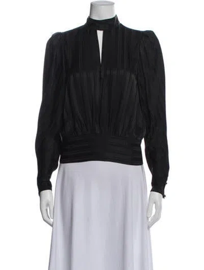 Pre-owned Frame Silk Long Sleeve Blouse In Blue