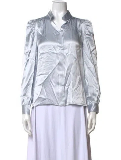 Pre-owned Frame Silk Long Sleeve Blouse In Blue