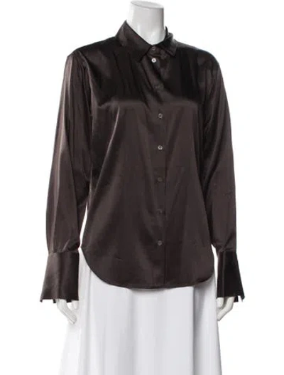 Pre-owned Frame Silk Long Sleeve Blouse In Brown