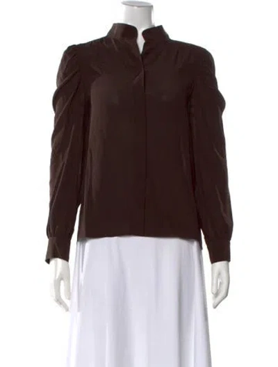 Pre-owned Frame Silk Long Sleeve Blouse In Brown