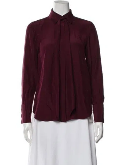 Pre-owned Frame Silk Long Sleeve Blouse In Burgundy