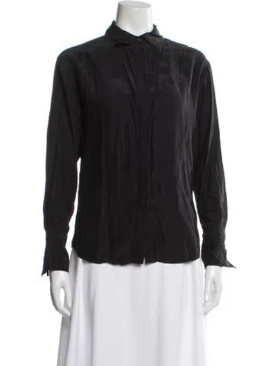 Pre-owned Frame Silk Long Sleeve Blouse In Gray