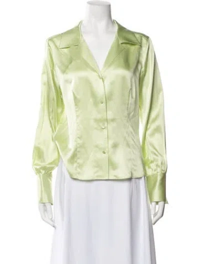 Pre-owned Frame Silk Long Sleeve Blouse In Green