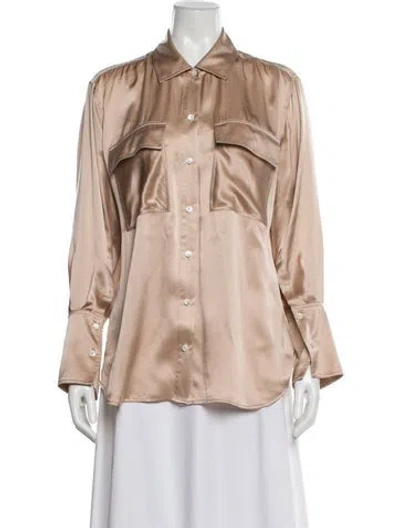 Pre-owned Frame Silk Long Sleeve Blouse In Neutral