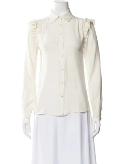 Pre-owned Frame Silk Long Sleeve Blouse In Neutral