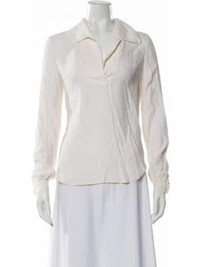 Pre-owned Frame Silk Long Sleeve Blouse In Neutral