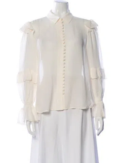 Pre-owned Frame Silk Long Sleeve Blouse In Neutral