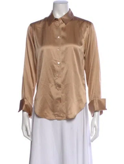 Pre-owned Frame Silk Long Sleeve Blouse In Neutral