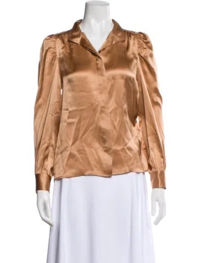 Pre-owned Frame Silk Long Sleeve Blouse In Neutral