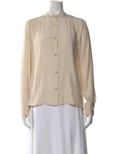 Pre-owned Frame Silk Long Sleeve Blouse In Neutral