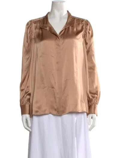 Pre-owned Frame Silk Long Sleeve Blouse In Neutral