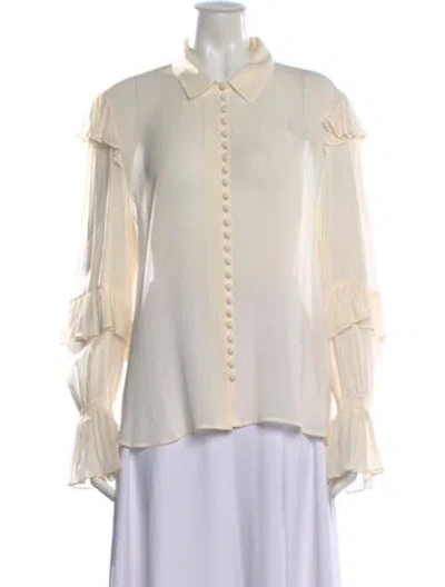 Pre-owned Frame Silk Long Sleeve Blouse In Neutral
