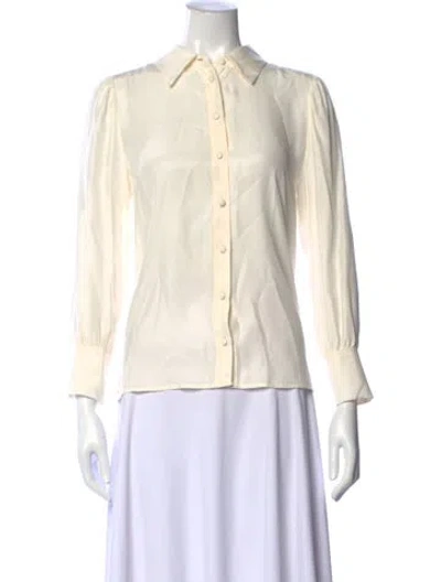 Pre-owned Frame Silk Long Sleeve Blouse In Neutral