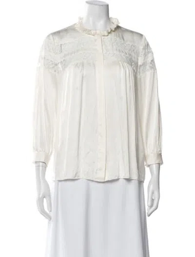 Pre-owned Frame Silk Long Sleeve Blouse In Neutral