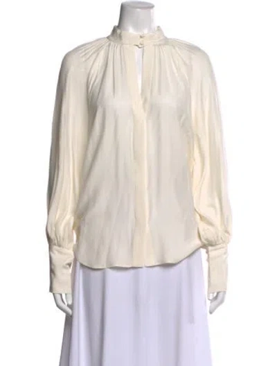 Pre-owned Frame Silk Long Sleeve Blouse In Neutral