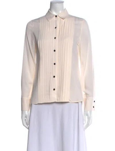 Pre-owned Frame Silk Long Sleeve Blouse In Neutral