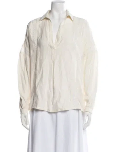 Pre-owned Frame Silk Long Sleeve Blouse In Neutral