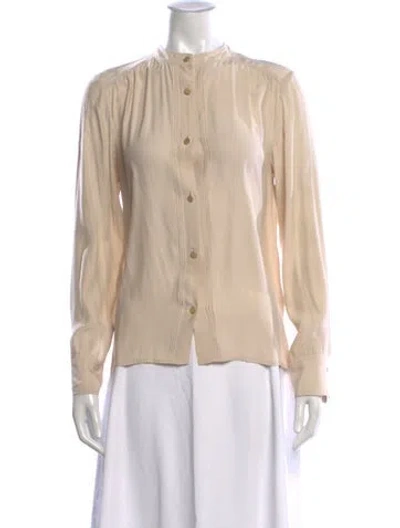 Pre-owned Frame Silk Long Sleeve Blouse In Neutral