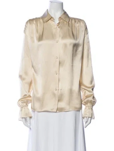 Pre-owned Frame Silk Long Sleeve Blouse In Neutral