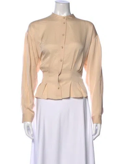 Pre-owned Frame Silk Long Sleeve Blouse In Neutral