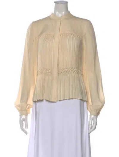 Pre-owned Frame Silk Long Sleeve Blouse In Neutrals