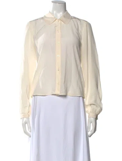 Pre-owned Frame Silk Long Sleeve Blouse In Neutrals