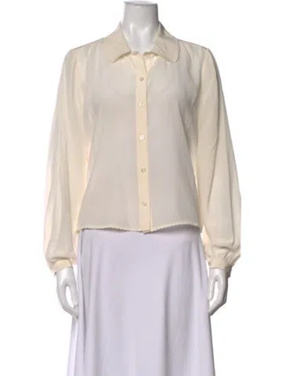 Pre-owned Frame Silk Long Sleeve Blouse In Neutrals