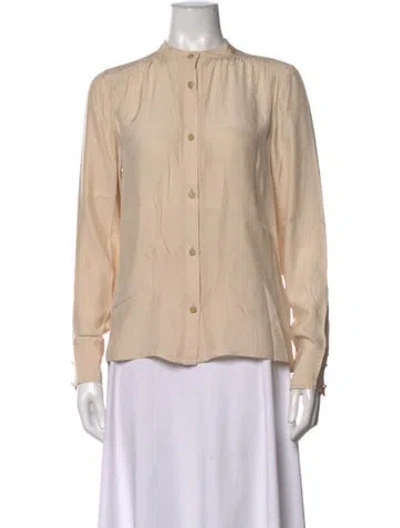 Pre-owned Frame Silk Long Sleeve Blouse In Neutrals