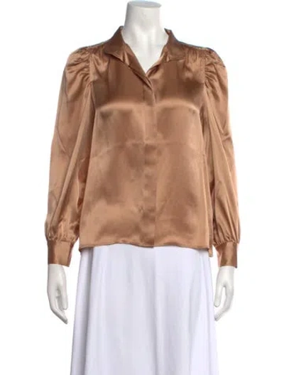 Pre-owned Frame Silk Long Sleeve Blouse In Neutrals