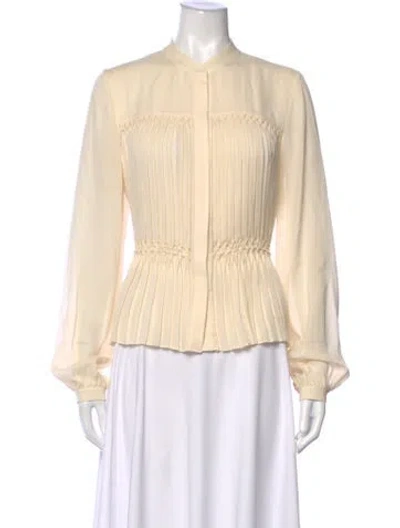 Pre-owned Frame Silk Long Sleeve Blouse In Neutrals