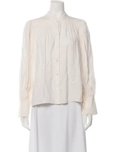 Pre-owned Frame Silk Long Sleeve Blouse In Neutrals