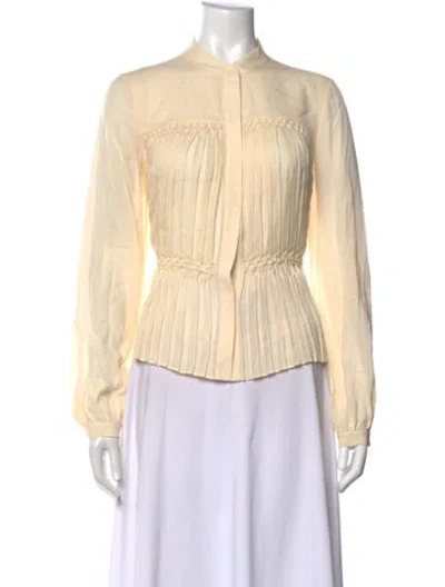 Pre-owned Frame Silk Long Sleeve Blouse In Neutrals