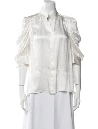 Pre-owned Frame Silk Long Sleeve Blouse In Neutrals