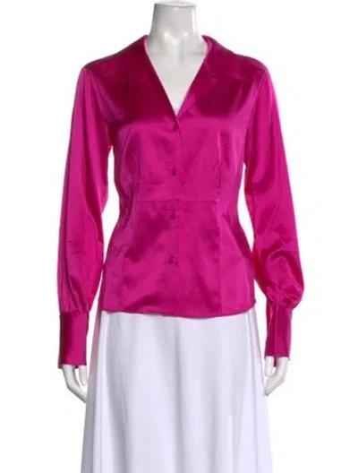 Pre-owned Frame Silk Long Sleeve Blouse In Purple