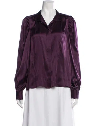 Pre-owned Frame Silk Long Sleeve Blouse In Purple