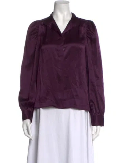 Pre-owned Frame Silk Long Sleeve Blouse In Purple