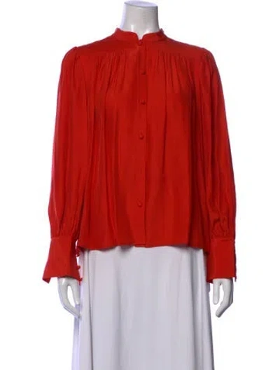 Pre-owned Frame Silk Long Sleeve Blouse In Red