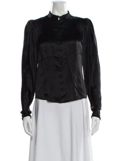 Pre-owned Frame Silk Long Sleeve Blouse W/ Tags In Black
