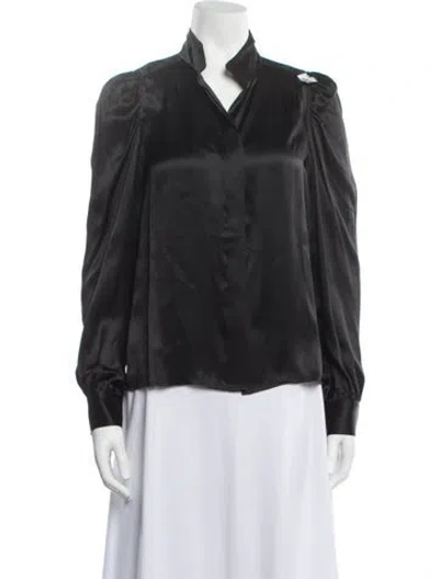 Pre-owned Frame Silk Long Sleeve Blouse W/ Tags In Black