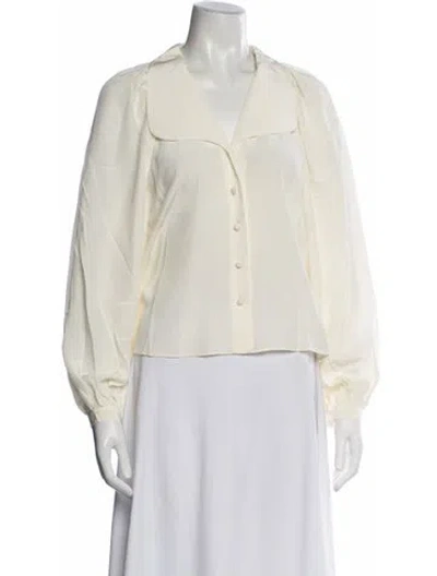 Pre-owned Frame Silk Long Sleeve Blouse W/ Tags In Neutrals