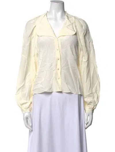 Pre-owned Frame Silk Long Sleeve Blouse W/ Tags In White