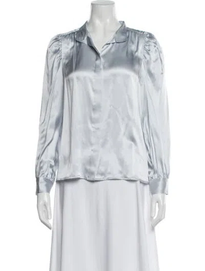 Pre-owned Frame Silk Long Sleeve Blouse In White