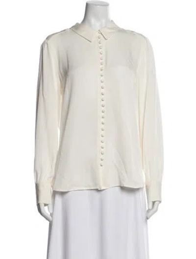 Pre-owned Frame Silk Long Sleeve Blouse In White