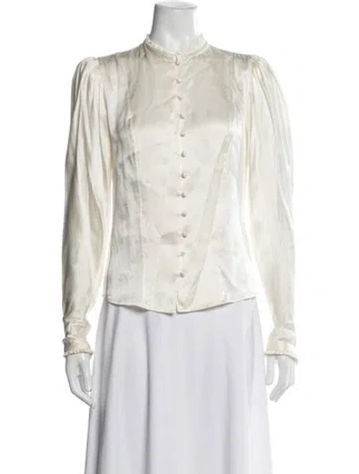 Pre-owned Frame Silk Long Sleeve Blouse In White