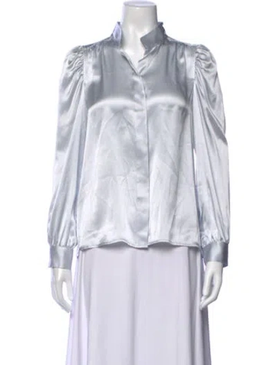 Pre-owned Frame Silk Long Sleeve Blouse In White
