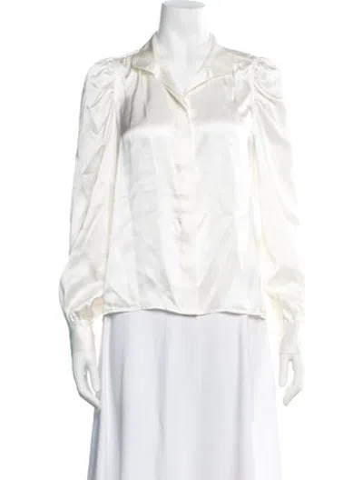 Pre-owned Frame Silk Long Sleeve Blouse In White
