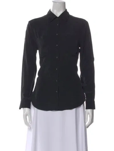 Pre-owned Frame Silk Long Sleeve Button-up Top In Blue