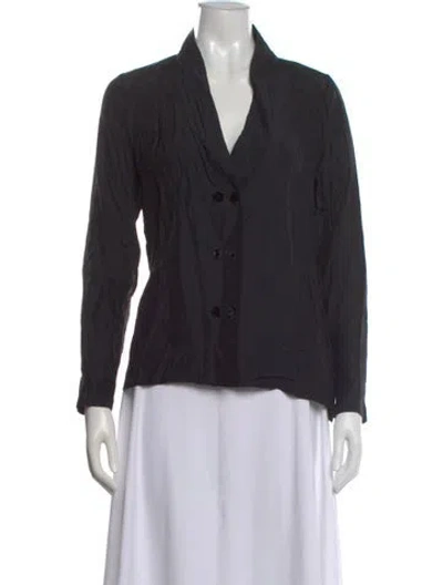 Pre-owned Frame Silk Long Sleeve Button-up Top In Blue