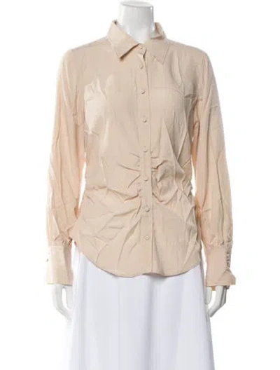 Pre-owned Frame Silk Long Sleeve Button-up Top In Neutral