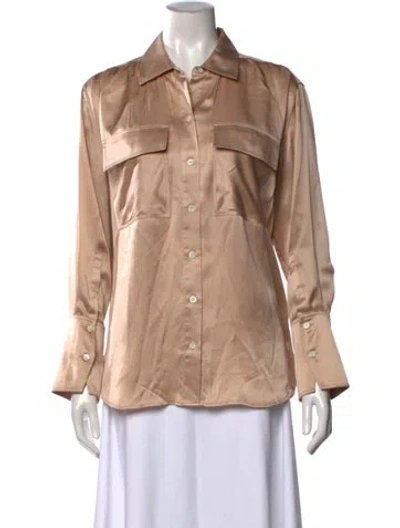 Pre-owned Frame Silk Long Sleeve Button-up Top In Neutral